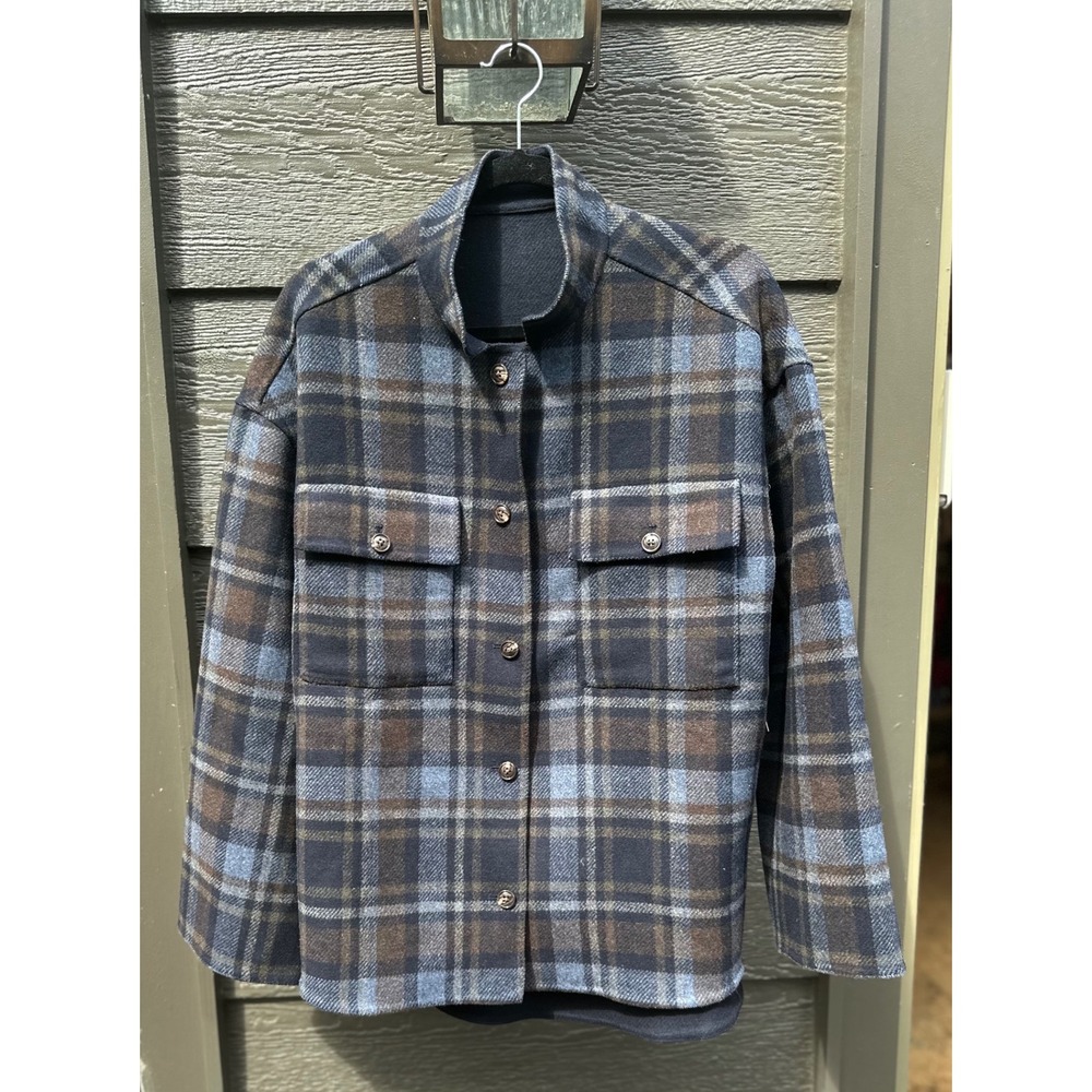 Tuckernuck Navy and Plaid Reversible Bonnie Jacket Stand Collar Large NWT - Picture 6 of 10